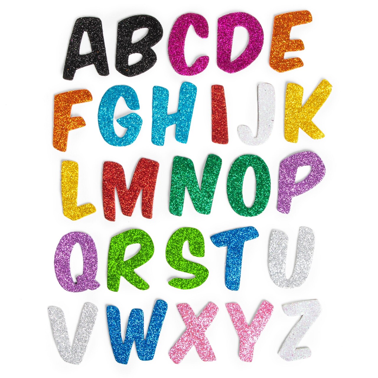 Glitter Foam Alphabet Letter Stickers for Kids, Self Adhesive, A-Z in 13 Colors (130 Pieces)